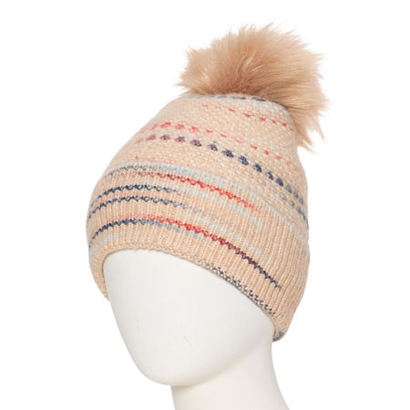 a.n.a Space Streak Womens Pom Pom Beanie, One Size, Pink