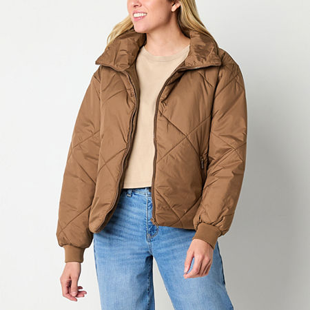 a.n.a Womens Midweight Puffer Jacket, Medium, Brown