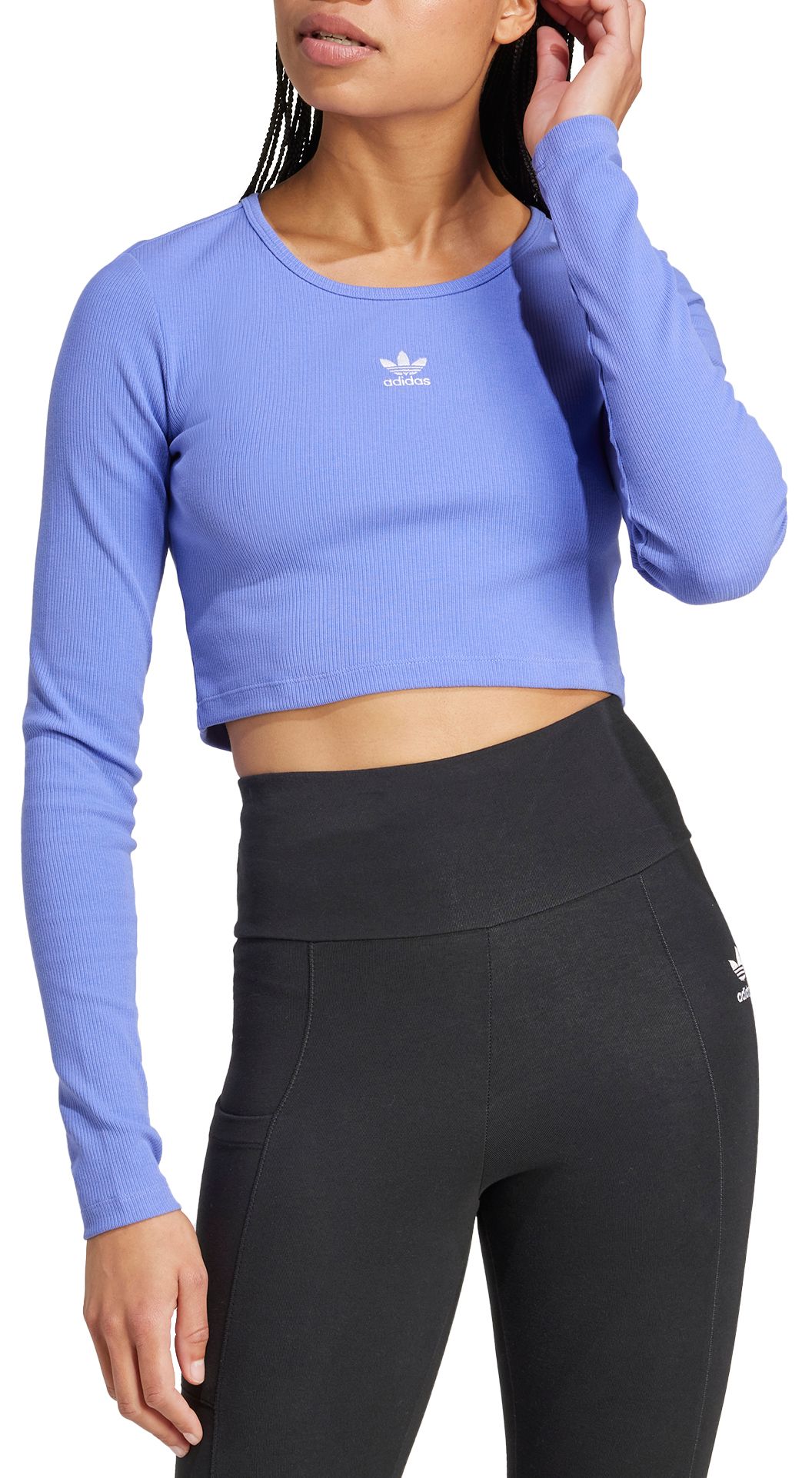 adidas Originals Women's Essentials Ribbed Cropped Long-Sleeve Top