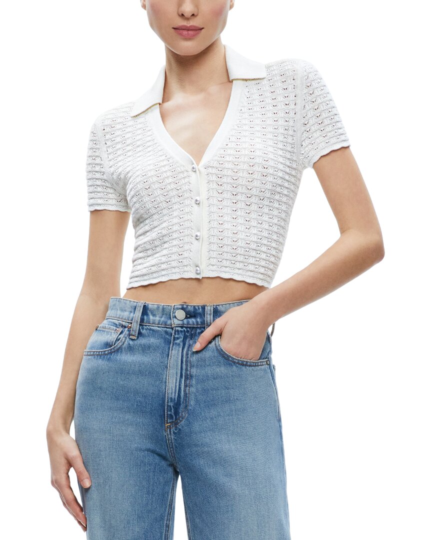 alice + olivia Linda Crop Polo Top