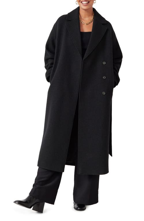 & Other Stories Belted Wool Wrap Coat in Black at Nordstrom, Size Large