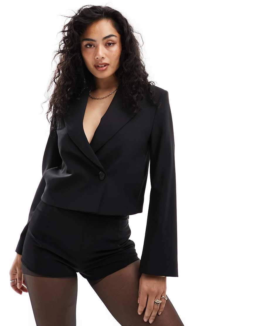 & Other Stories cropped blazer with extended shoulder in black - part of a set