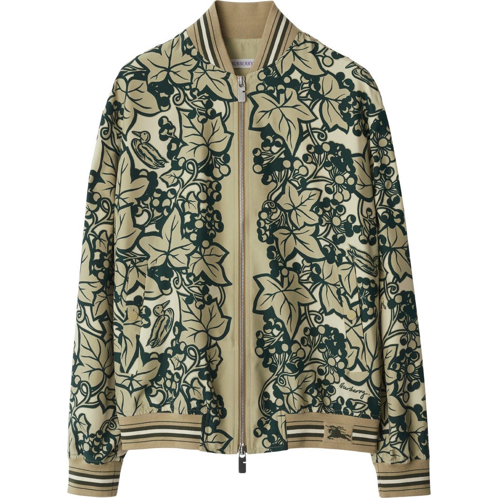 burberry Ivy Silk Bomber Jacket in Safari at Nordstrom, Size Small