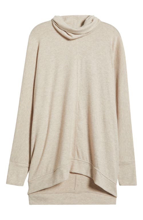 caslon(r) Cowl Neck Fleece Tunic Top in Beige Oatmeal Heather at Nordstrom, Size 1X