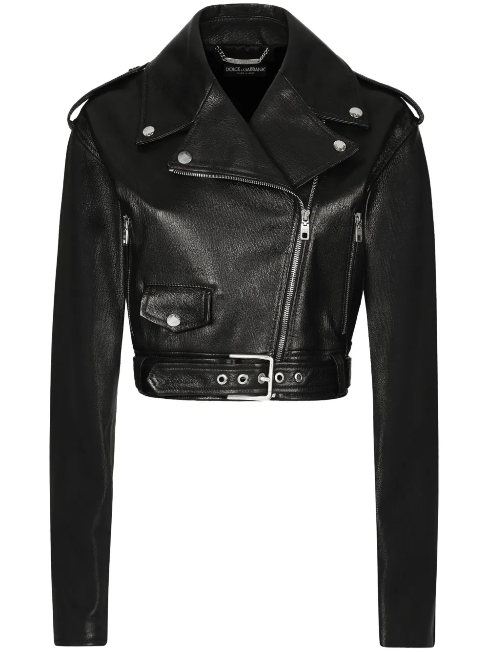 cropped leather biker jacket