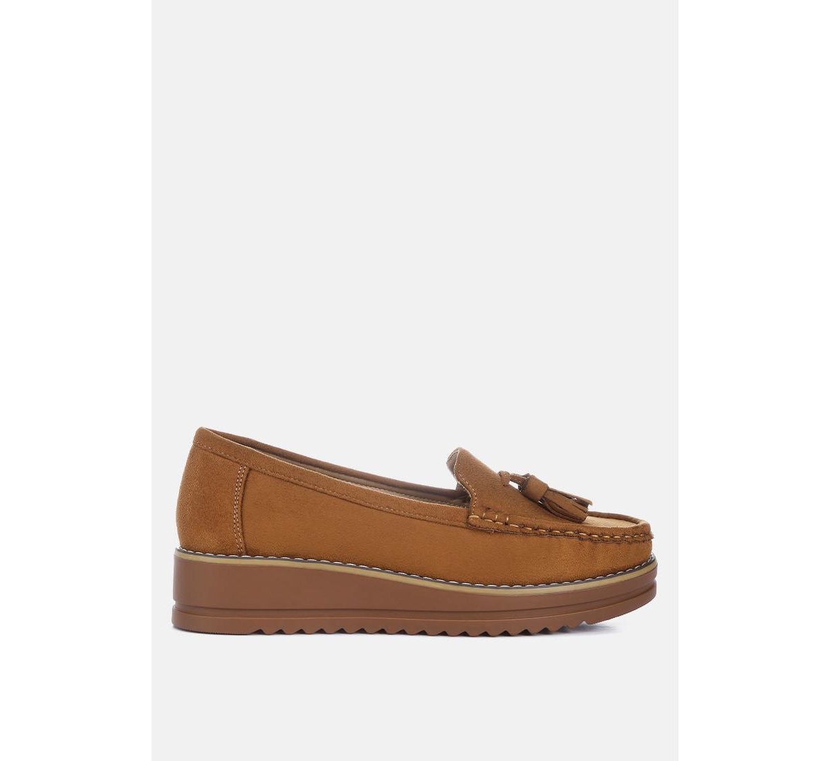 daiki platform lug sole tassel loafers - Tan