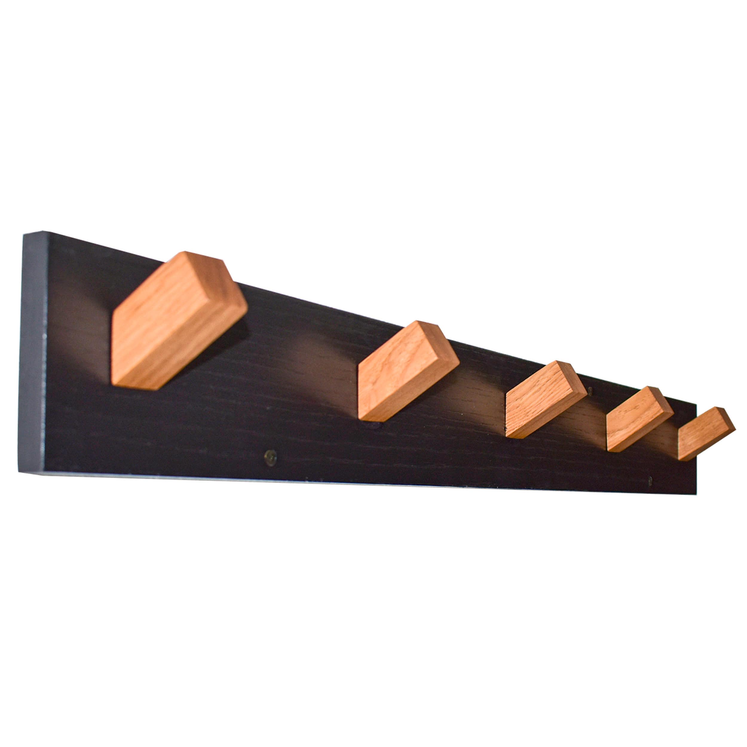 emark Modern Coat Rack Wall-Mounted 5-Hook Wood Coat Rack in Hickory Finish in Black | 03WD40263668