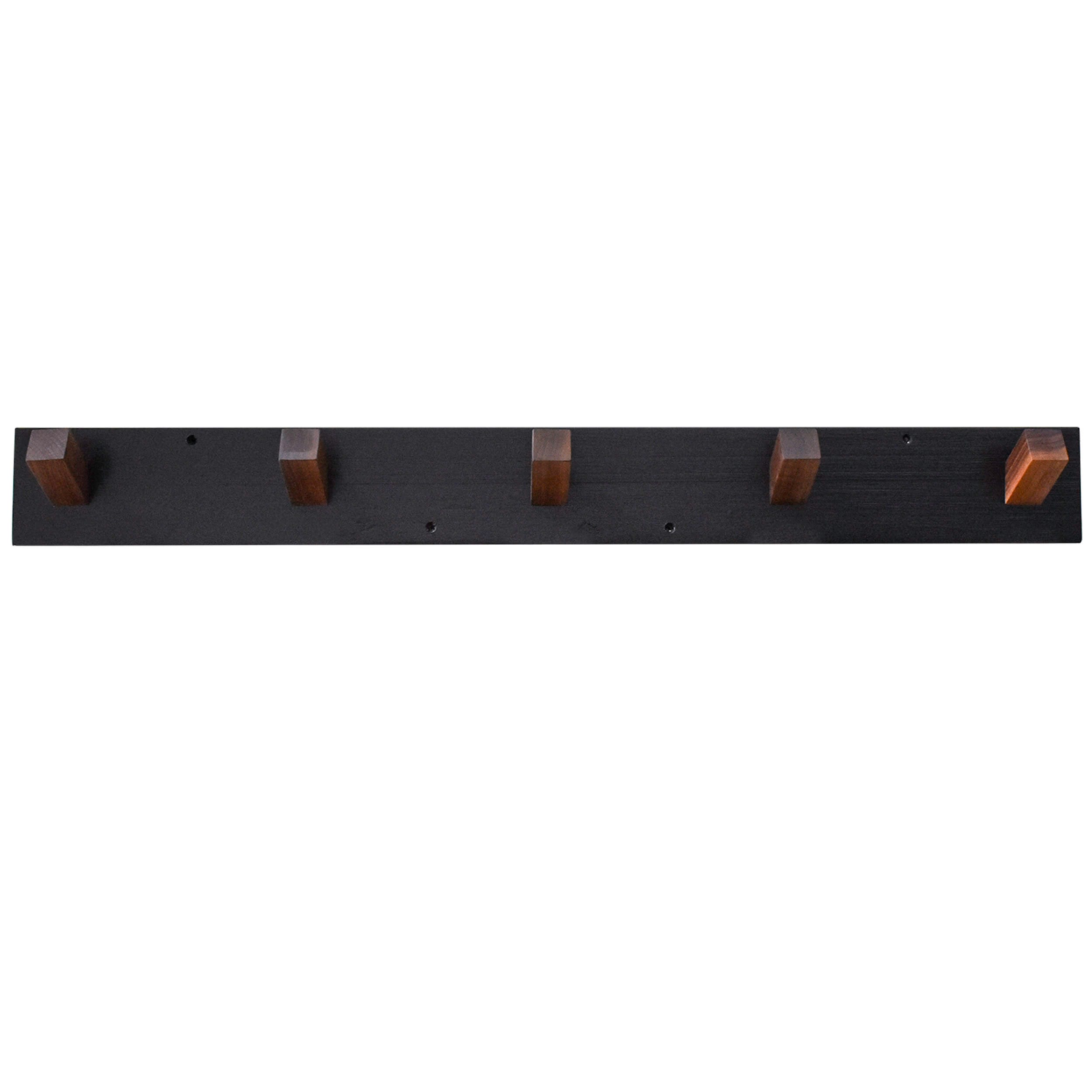 emark Modern Coat Rack Wall-Mounted Walnut Wood 5-Hook Dark Finish in Black | 03WD40273668