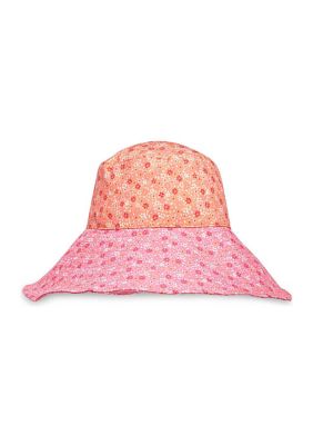 evie & emma Women's Oversized Floral Bucket Hat, Orange