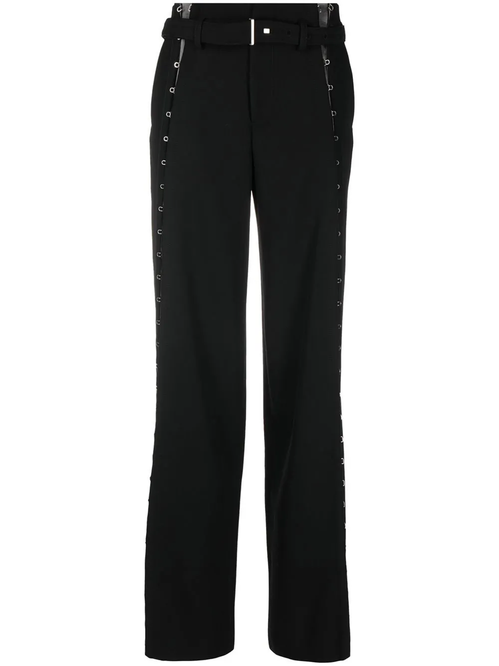 eyelet-detail wide-leg trousers