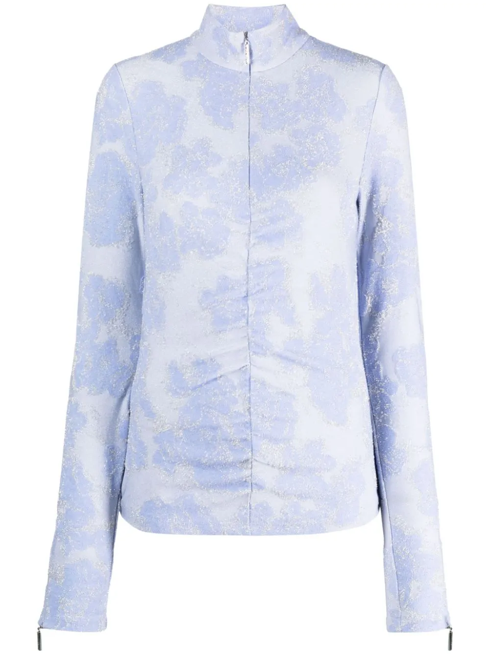 floral-appliqué zip-up sweatshirt