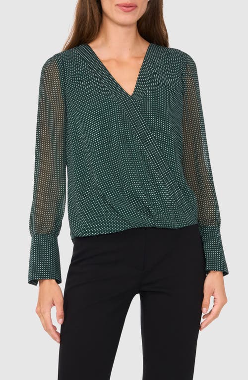 halogen(r) Polka Dot Faux Wrap Top in Pine Needle Green at Nordstrom, Size Xx-Small