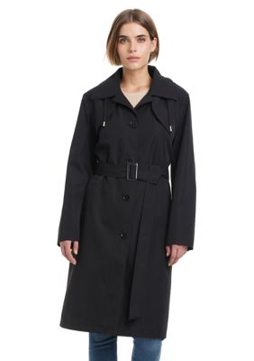 kate spade new york Women's Belted Rain Trench Coat, Black, Small