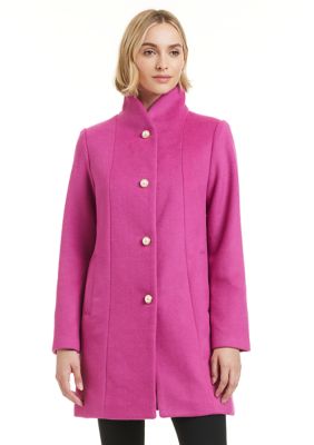 kate spade new york Women's Pearl Button Tailored Wool Coat, Pink, Large