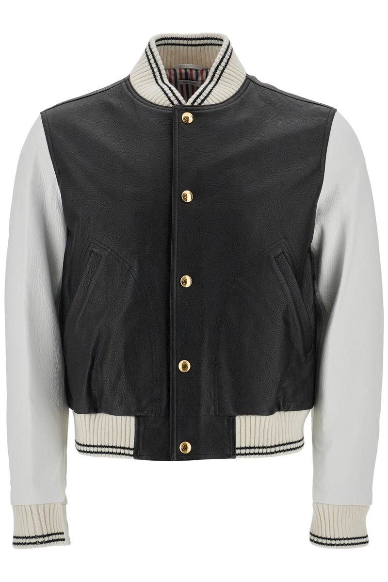 leather varsity bomber jacket