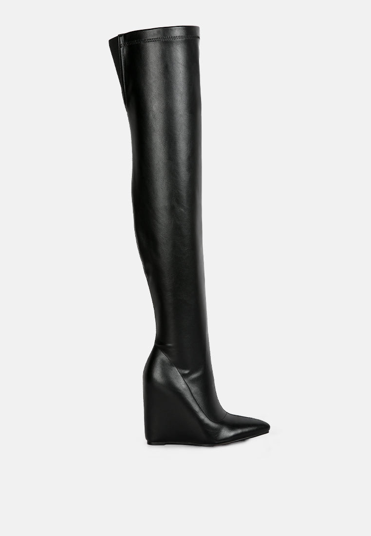 leggy lass wedge heel long boots