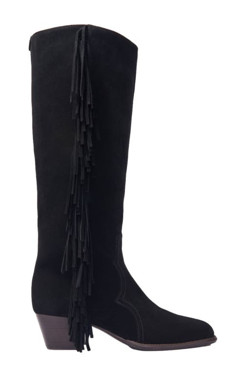 maje Fringed suede cowboy boots in Black at Nordstrom, Size 36