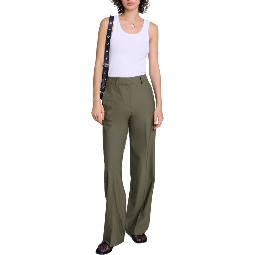 maje Straight-leg suit trousers in Khaki at Nordstrom, Size 34 Eu