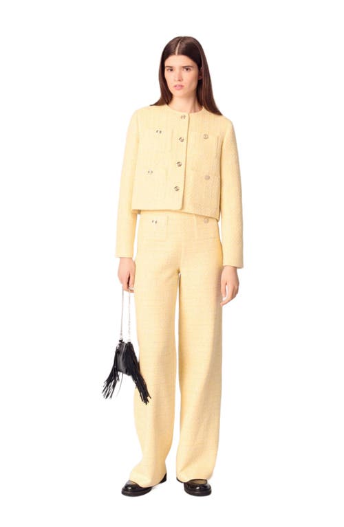 maje Straight-leg tweed/lurex trousers in Yellow at Nordstrom, Size 34 Eu