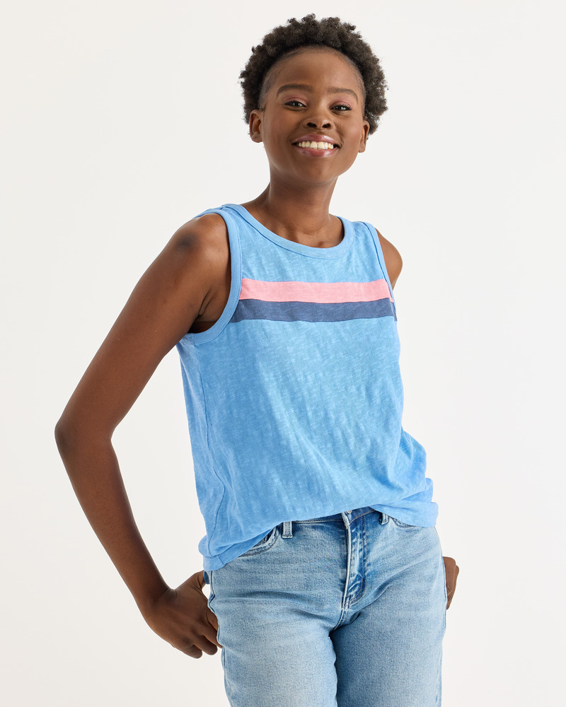 mia & tess Two-Tone Stripe Slub Tank Top