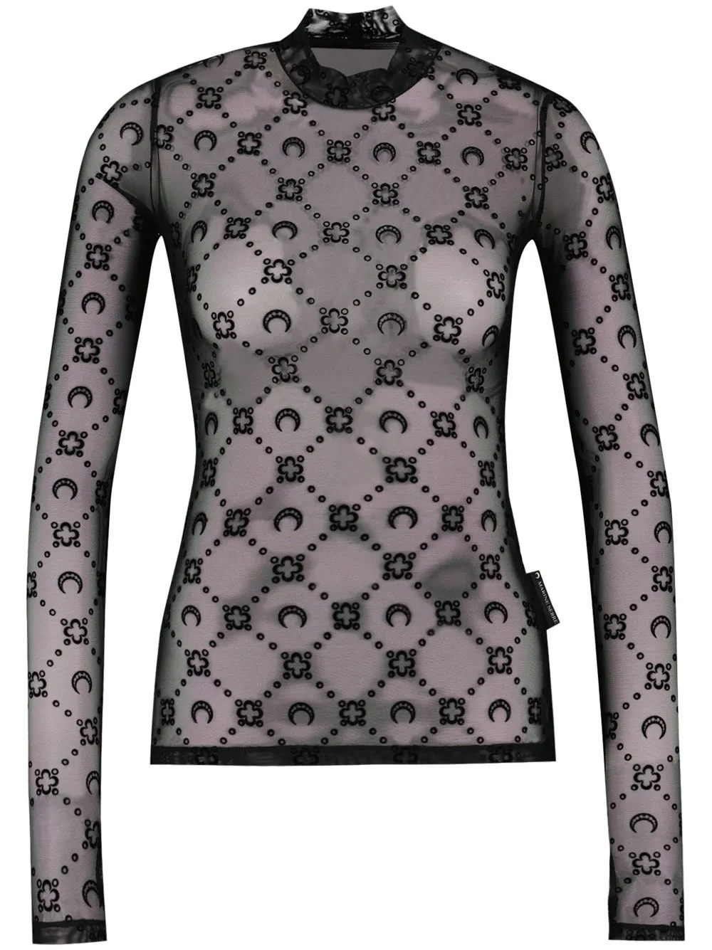 monogram-flocked mesh top