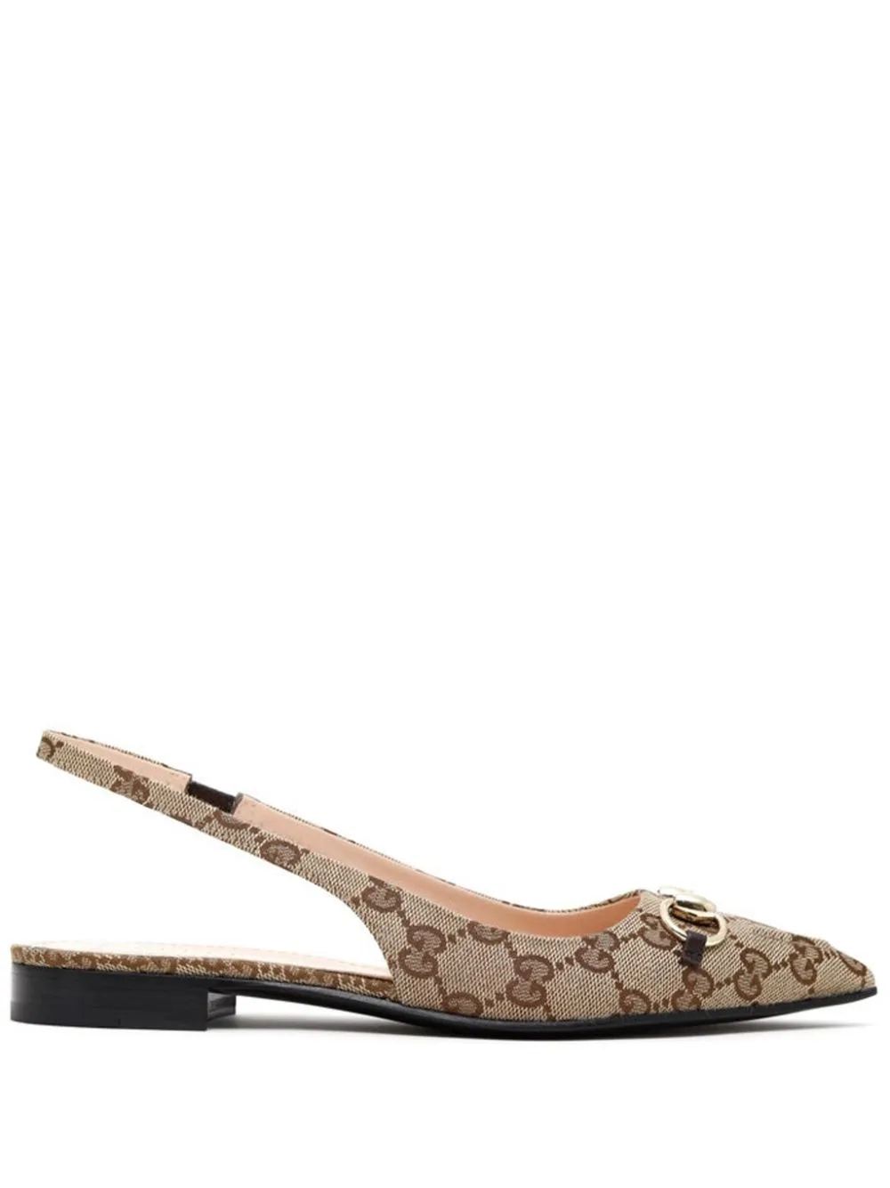 monogram-print slingback ballerina shoes