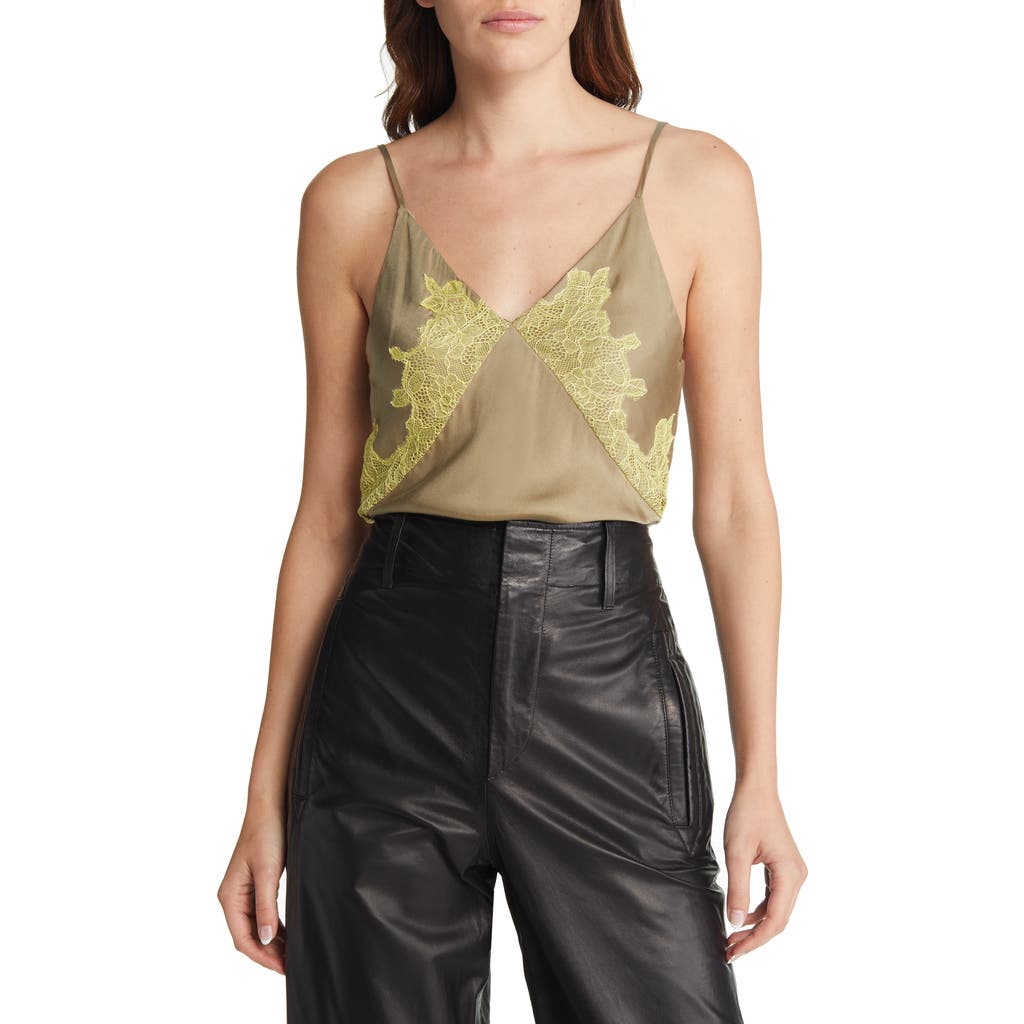 rag & bone Logan Lace Silk Blend Camisole in Olive Green at Nordstrom Rack, Size 00