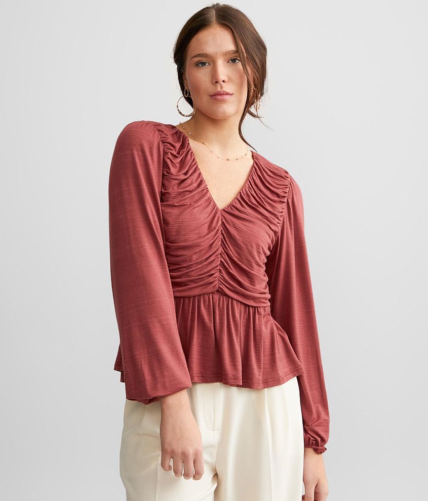 red by BKE Draped Peplum Top