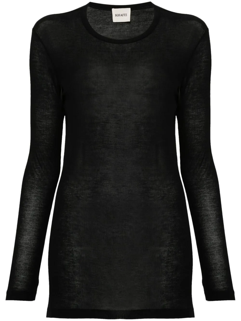 ribbed long-sleeve top