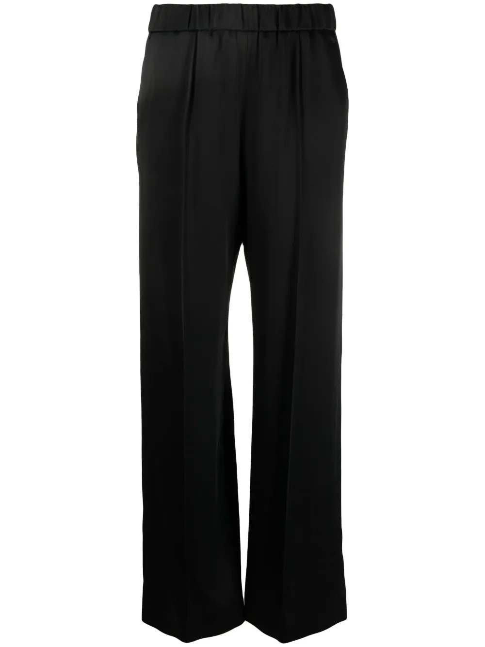 satin-finish wide-leg trousers