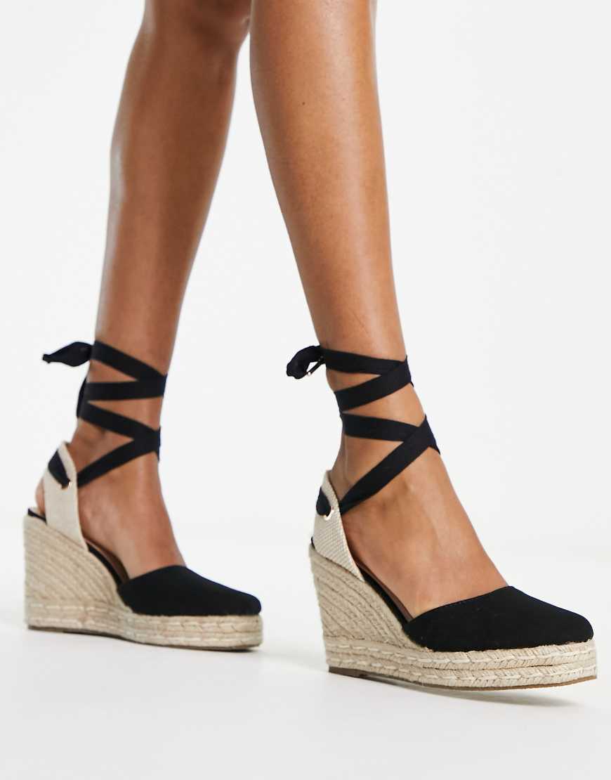 schuh Venus closed toe wedge espadrilles in black