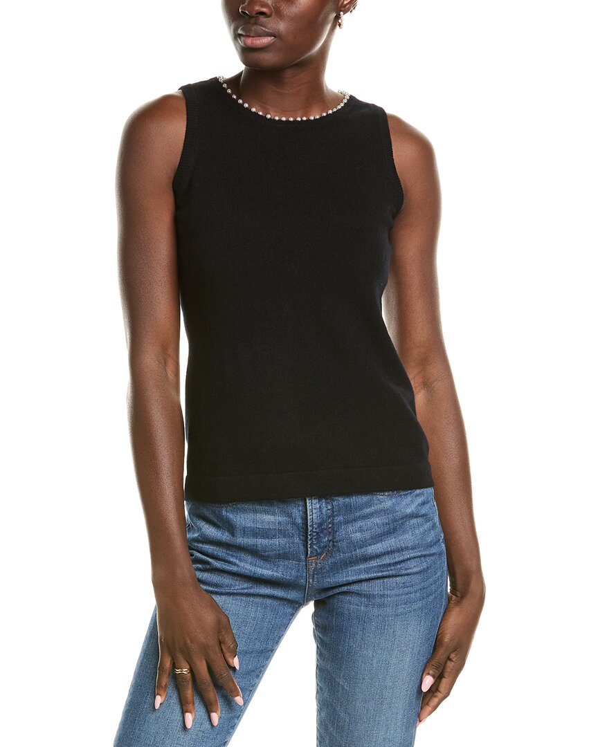 sofiacashmere Embellished Trim Cashmere Tank Top