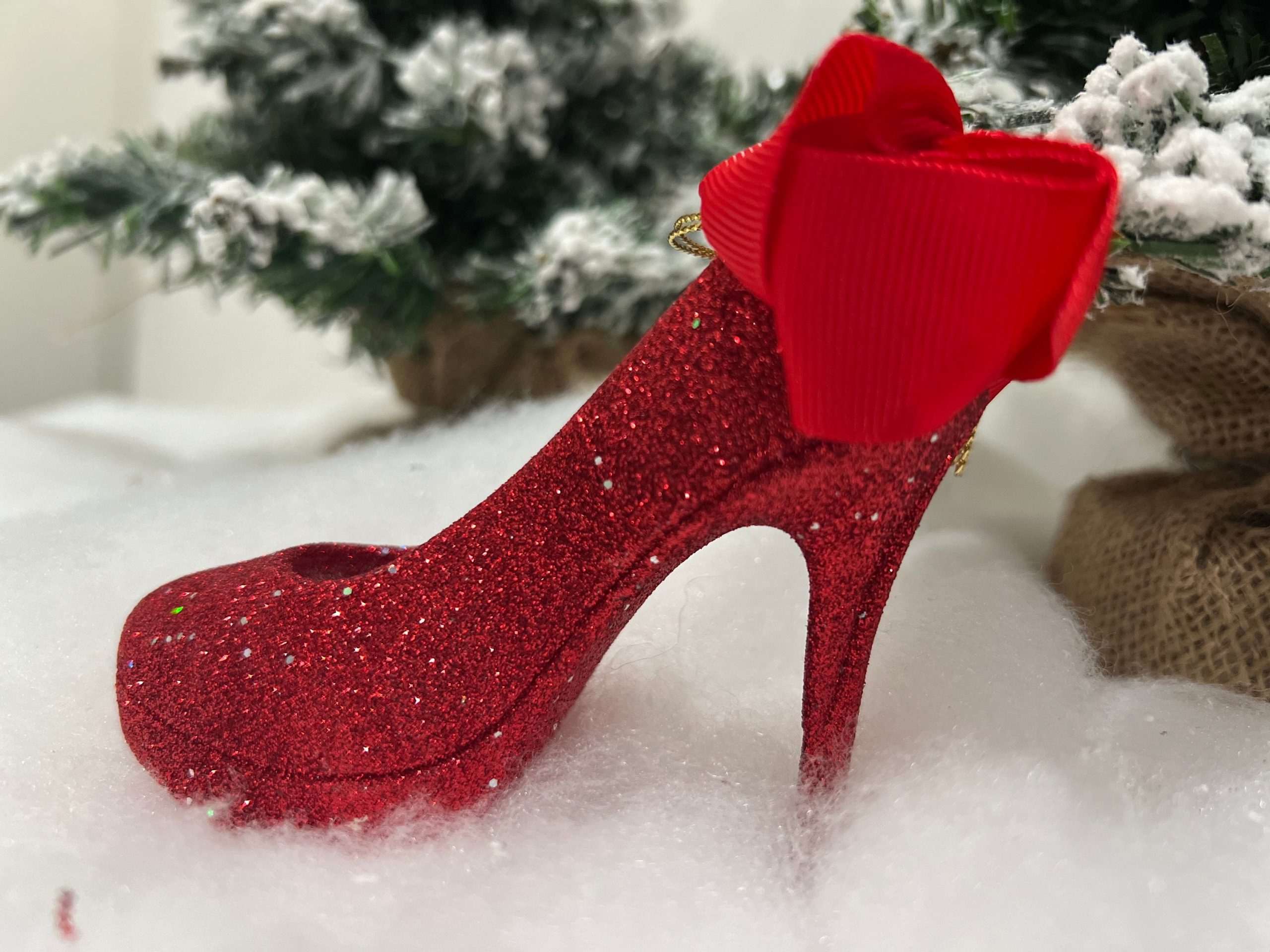 stiletto High Heel Christmas Ornament Glitter Shoe Choose Color