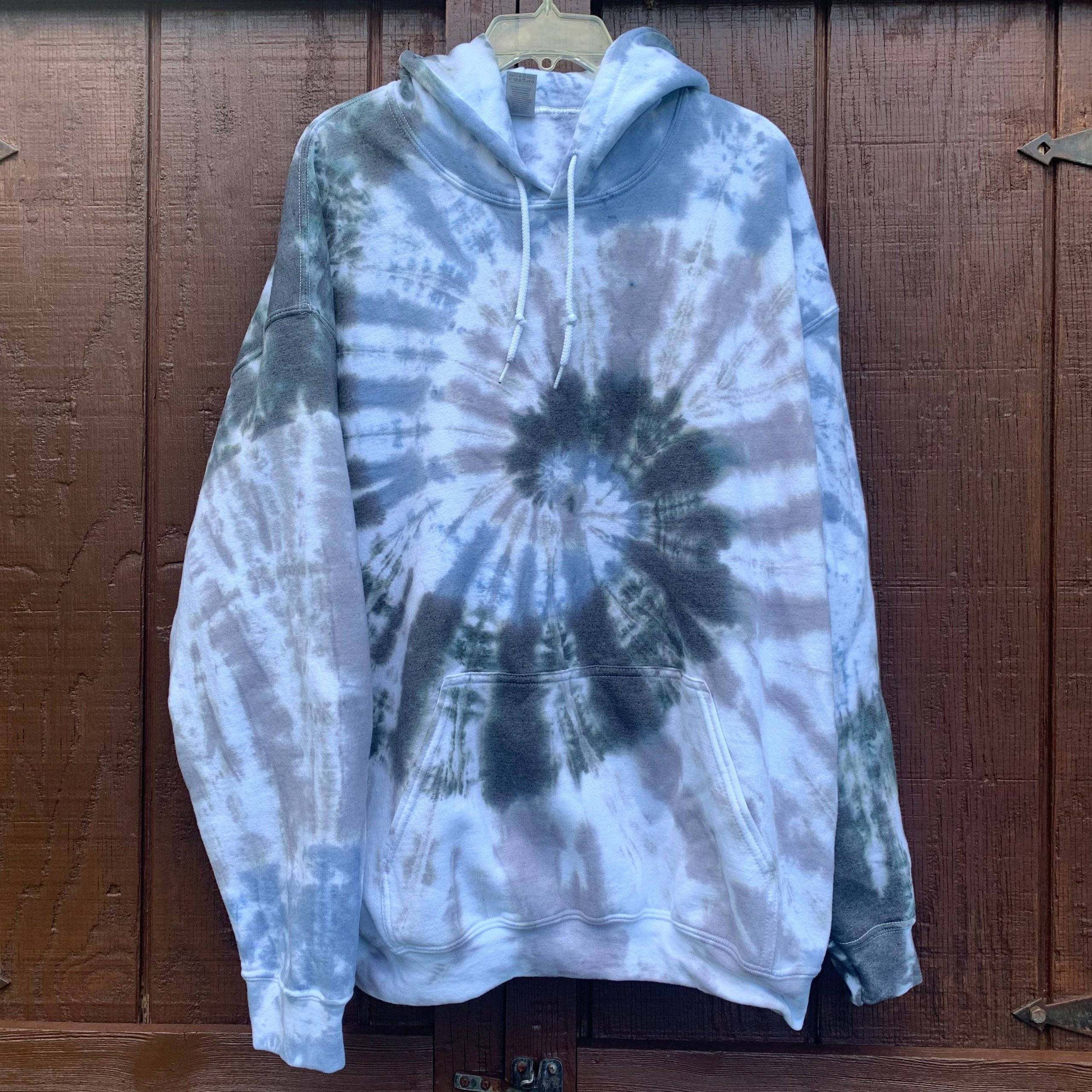 storm Cloud - Grey Tie Dye Sweatshirt // Blue Hoodie Loungewear Tie Gifts Dye Zip Up