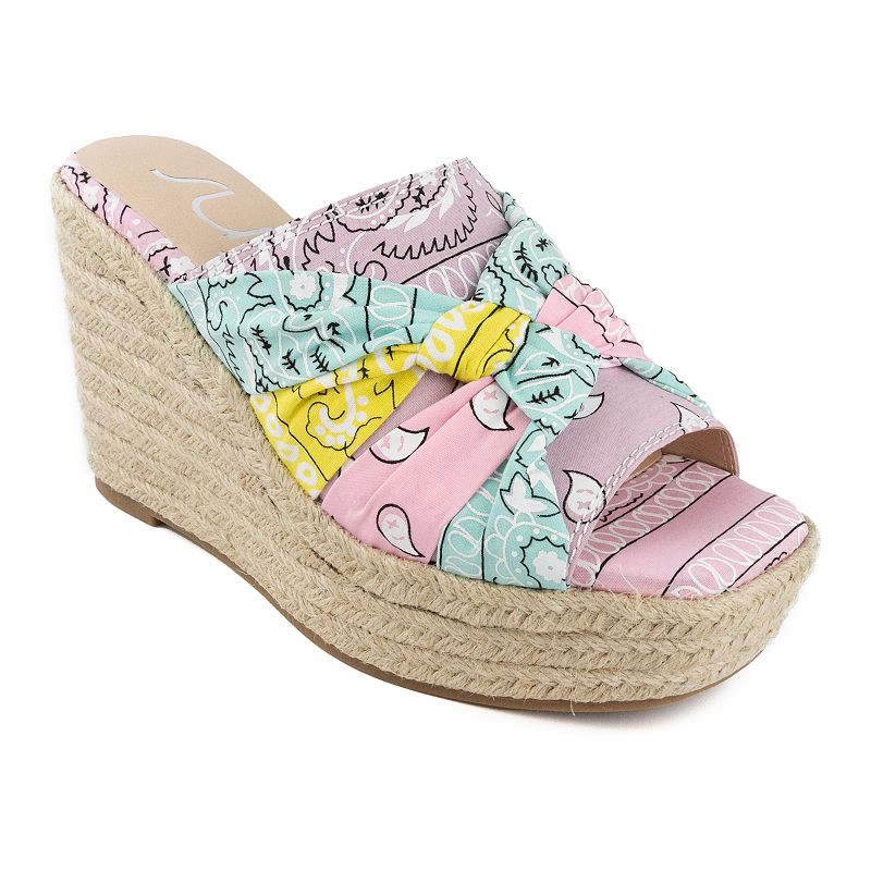 sugar Harlem Women's Espadrille Wedge Sandals, Size: 7.5, Pastel Team Paisley