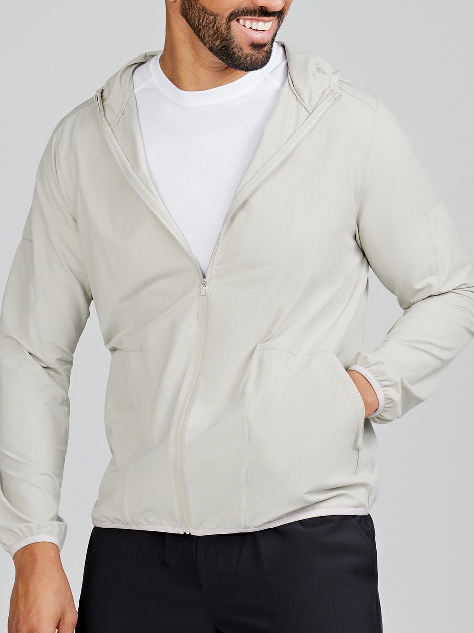 tasc Jackets: Swift Lightweight Hooded Windbreaker Jacket - Size M in Fossil - tasc Performance