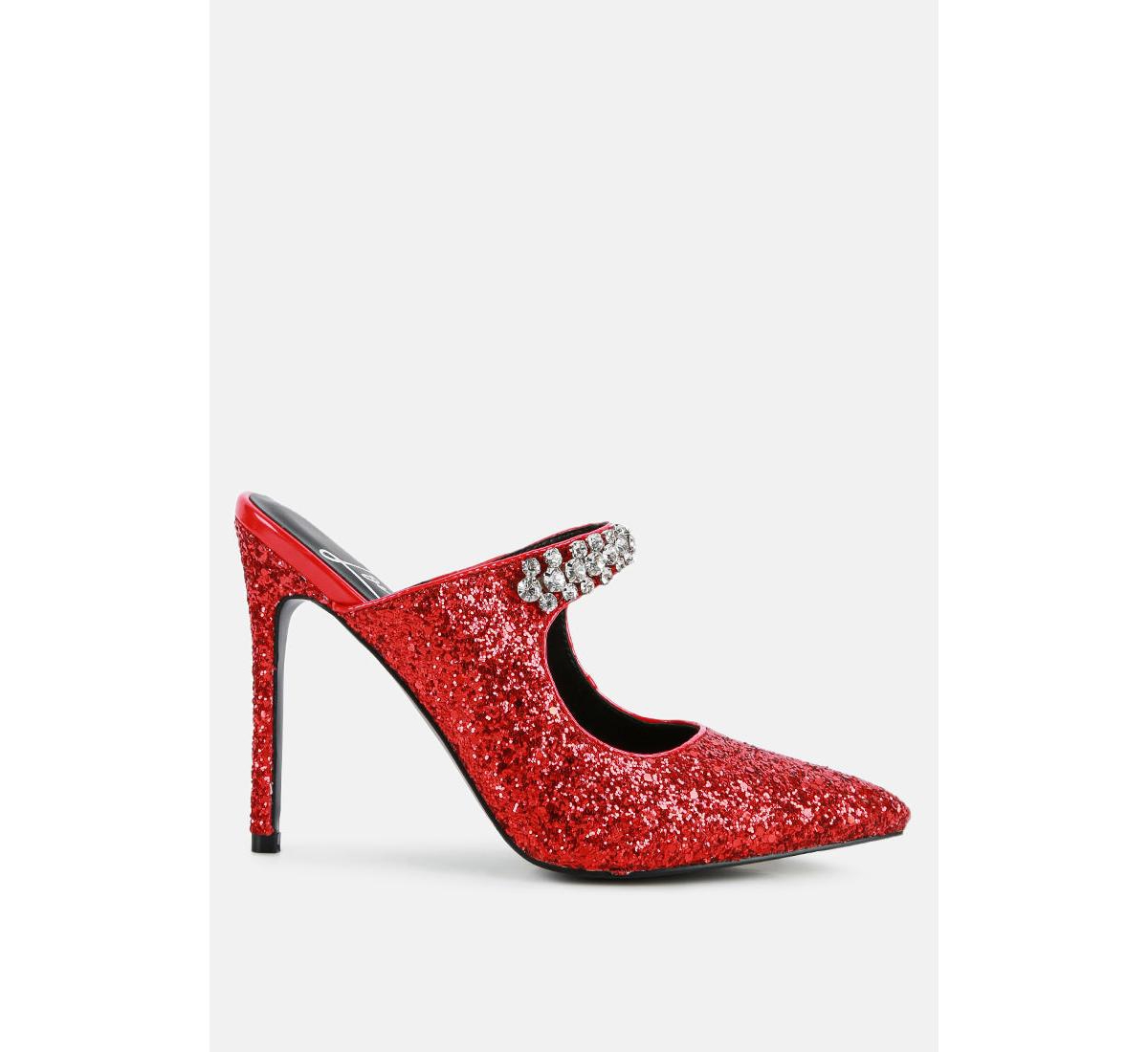 twinklet glitter diamante embellished stilettos pumps - Red