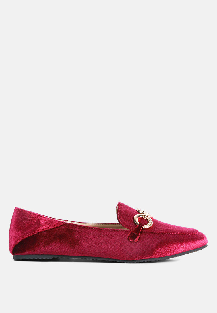 velvet metal show detail loafers