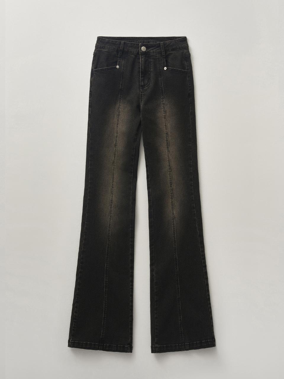 washed-out bootcut denim pants [red brown]