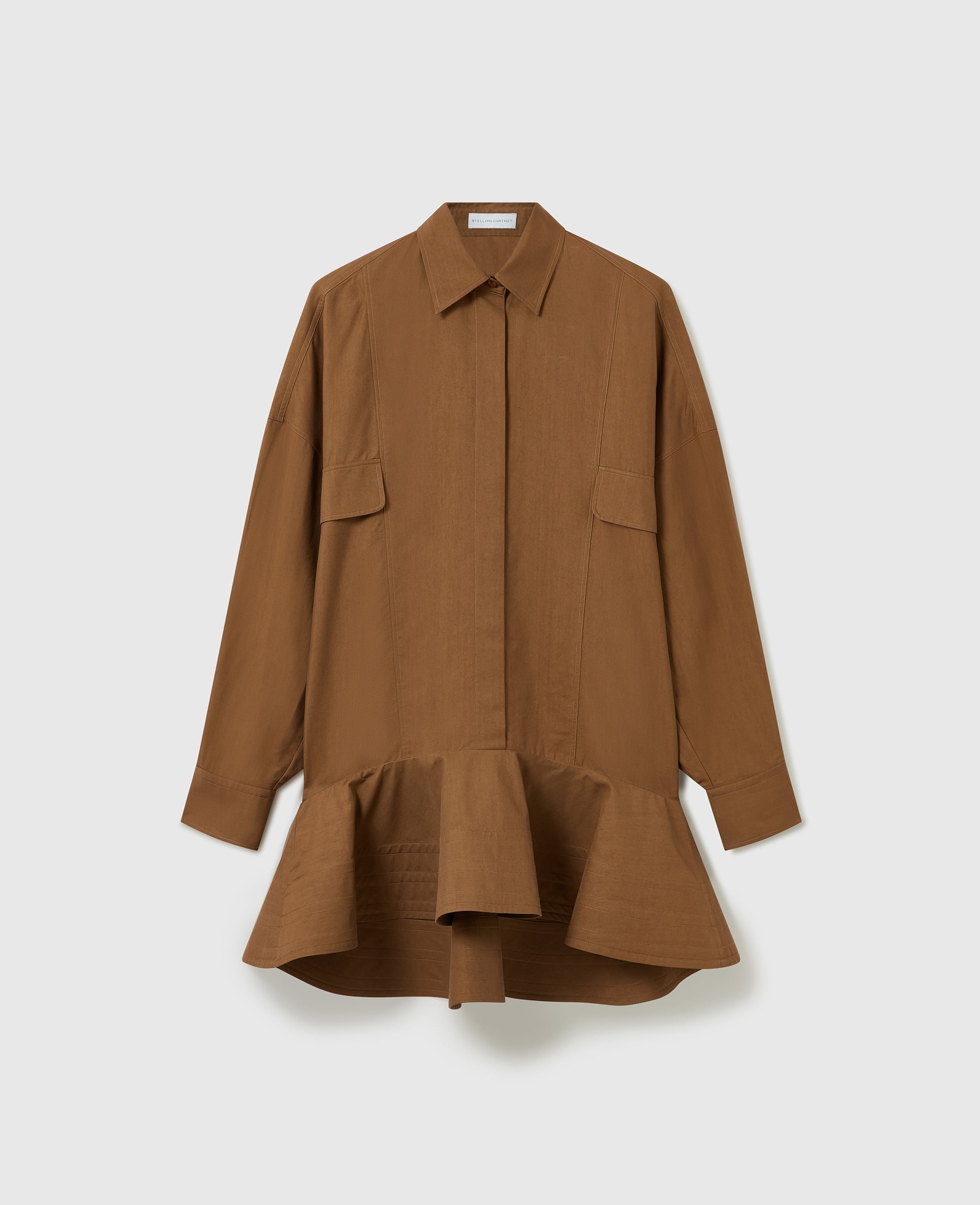 Stella McCartney - Washed Cotton Peplum Shirt Dress