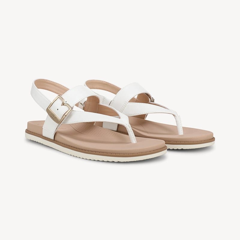 Dr. Scholl's Women's So Chill Thong Sandal White Faux Leather DRSCH .