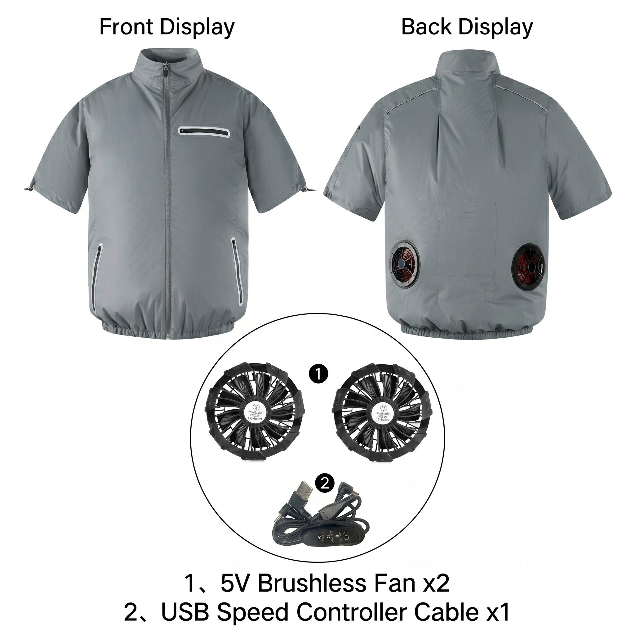 Cooling Workwear Fan Jacket VV Outdoor Cooling Vest | Traverseon - Dark Gray V Large Fan