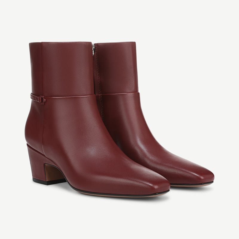 Franco Sarto Franco Saydie Ankle Boot Bordo Red Leather . M Square Toe