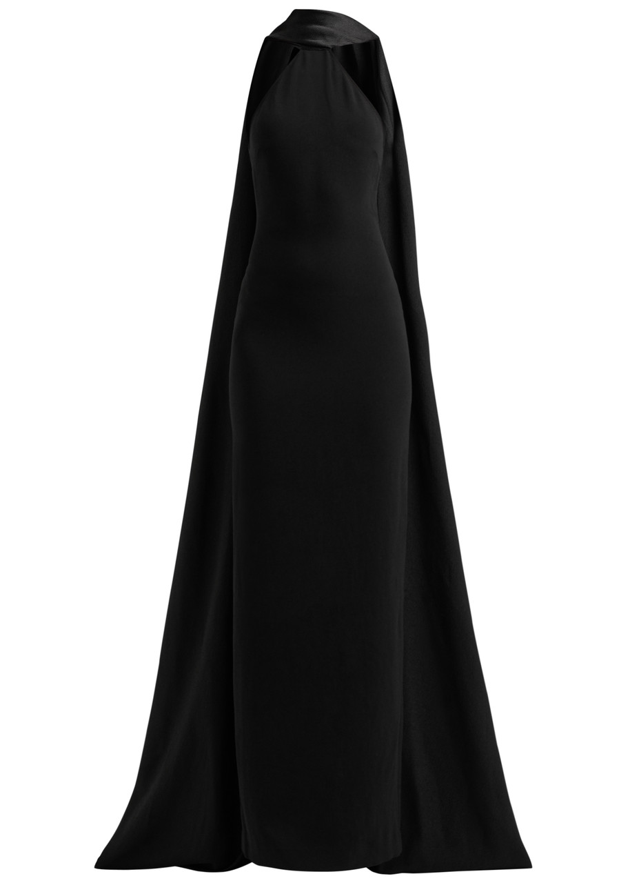 Solace London Ophelia Draped Halterneck Maxi Dress - Black - S