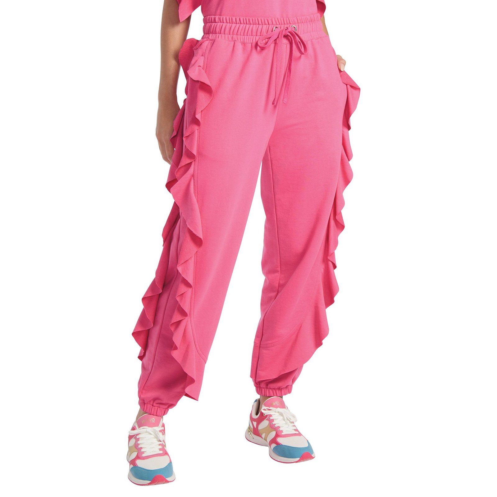 Masseys Ruffle Joggers Pink Pants