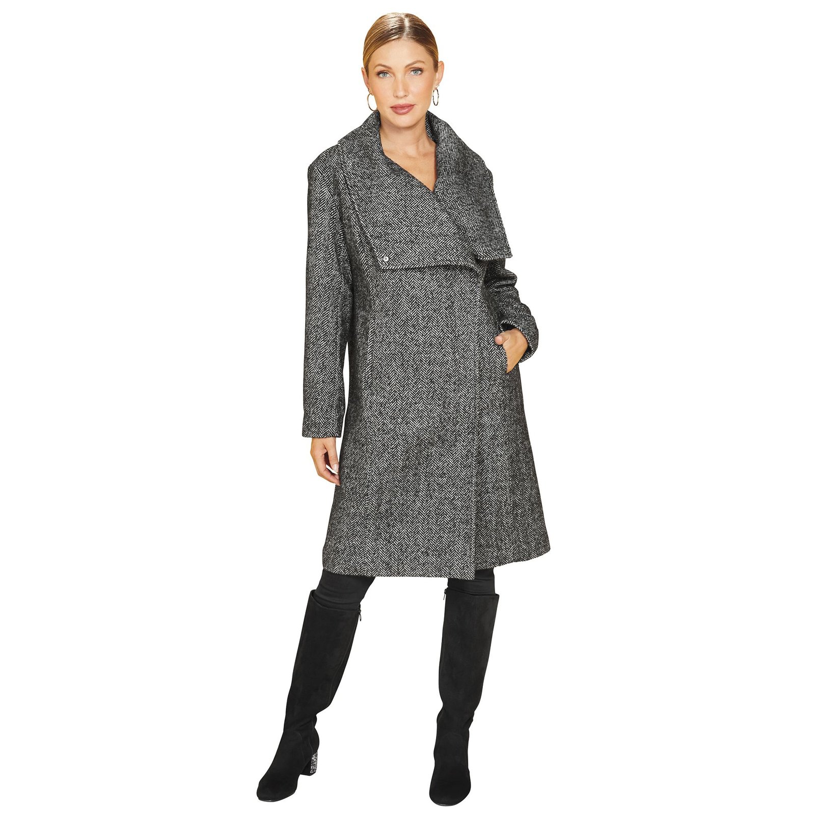 Masseys Shawl Collar Overcoat Grey Coats