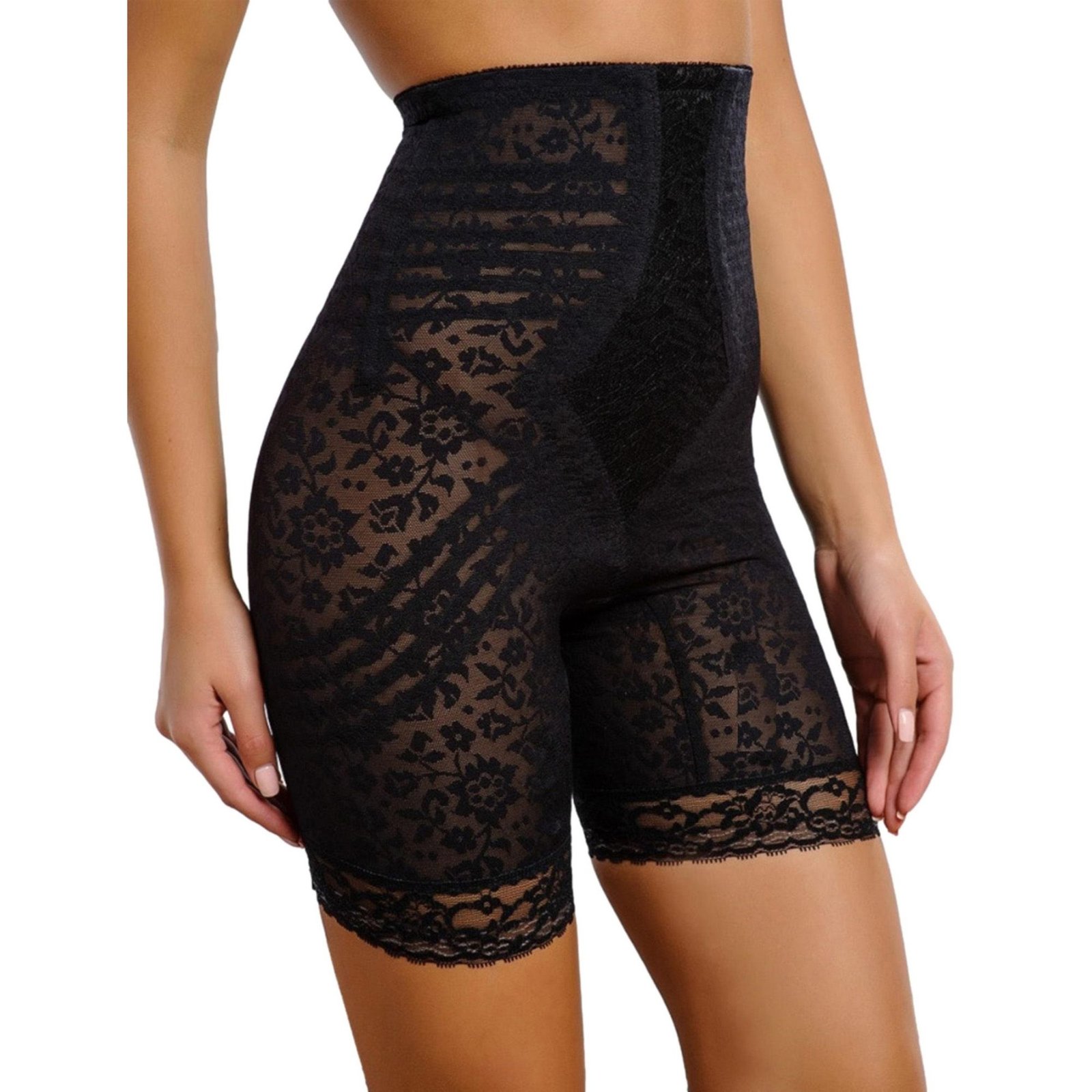 Rago Women's High Waist Extra Firm Thigh Shaper Black Shapewear