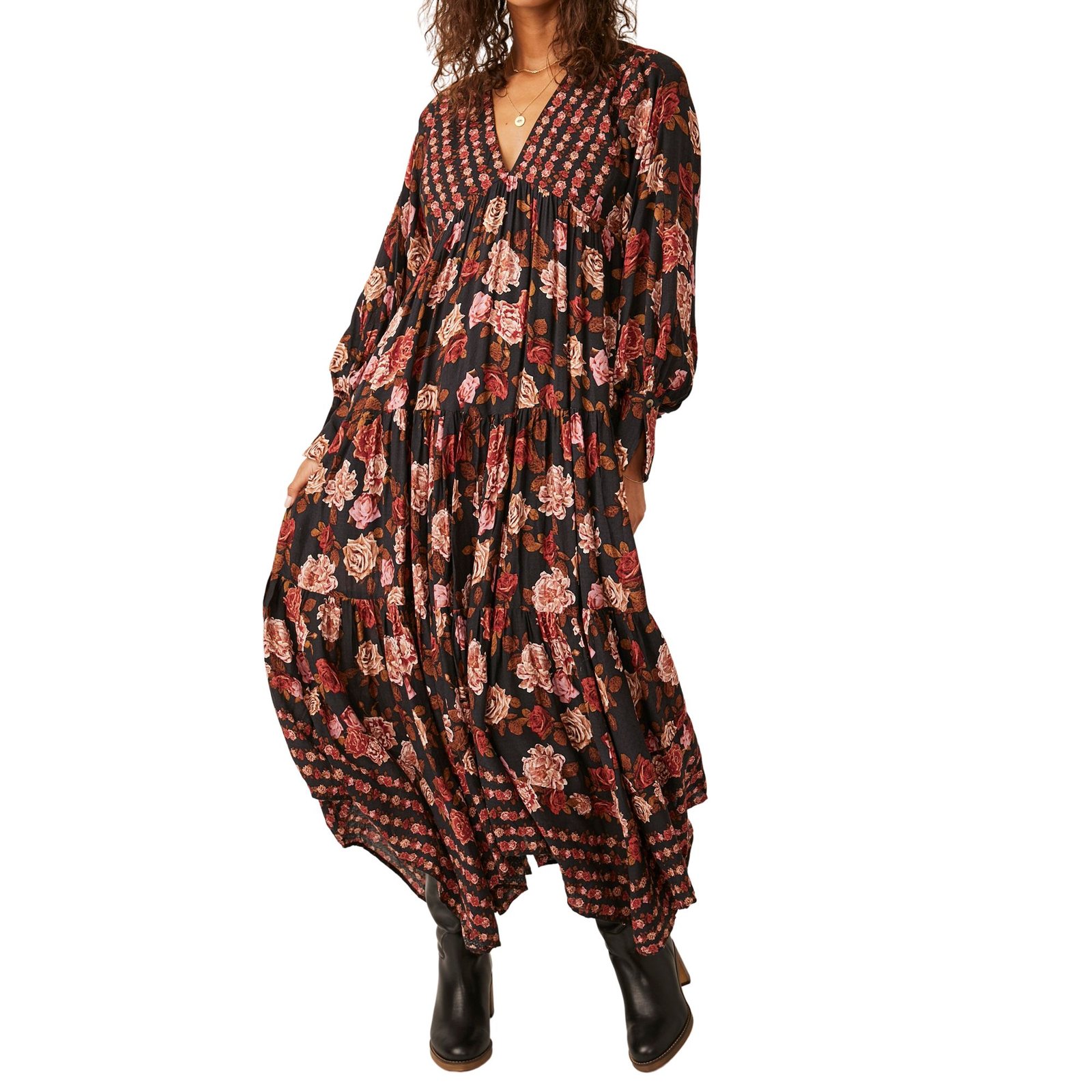 Free People Women's Rows of Roses Maxi Dress Multi Dresses