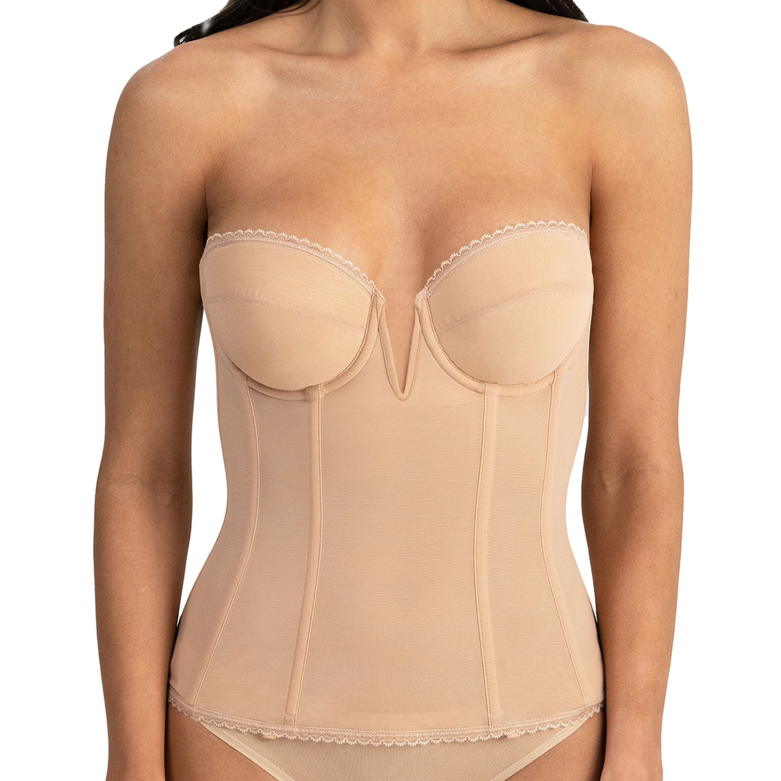 Dominique Vivienne V Wire Longline Strapless Bra Brown Bras