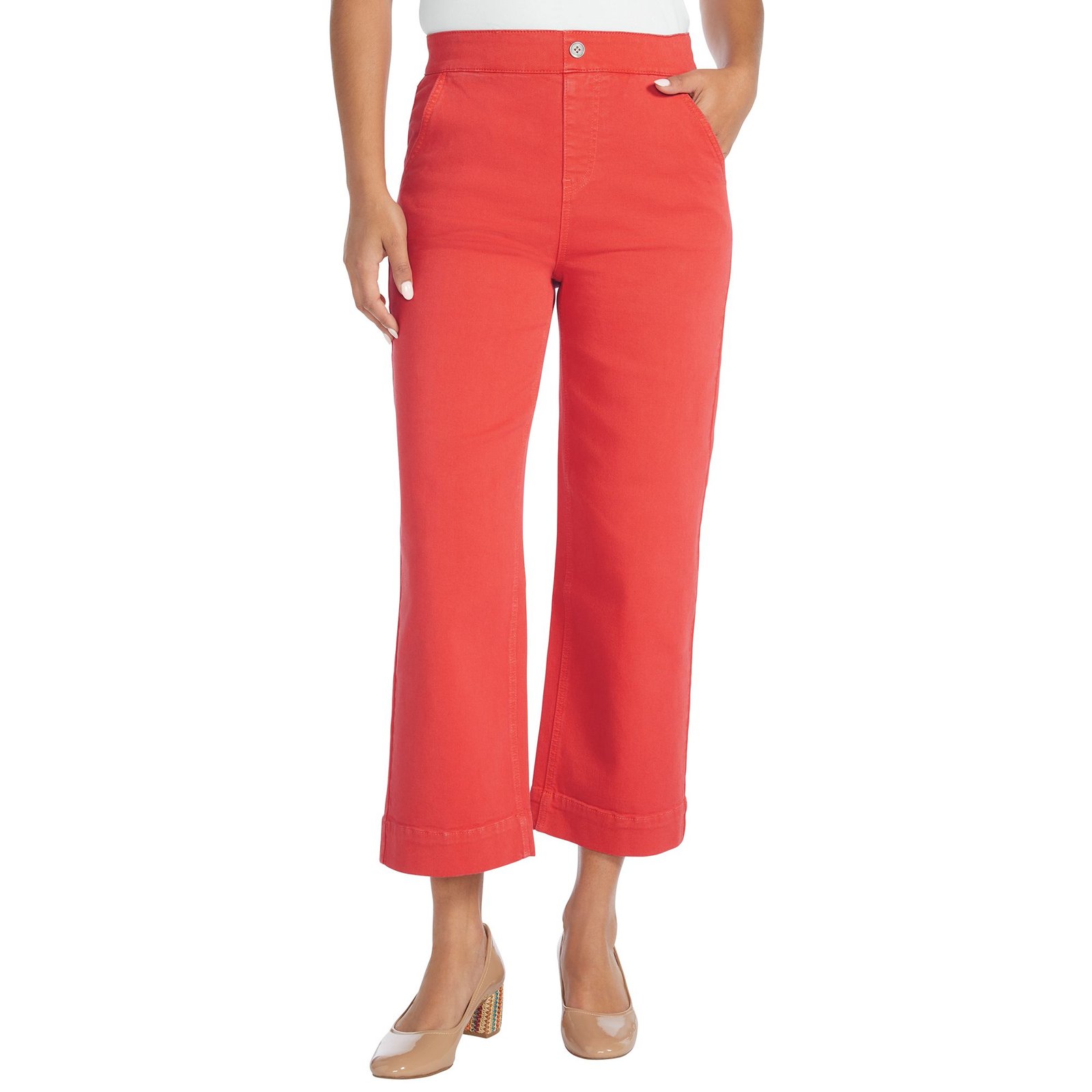 Masseys Cropped Wide-Leg Pant Red Pants